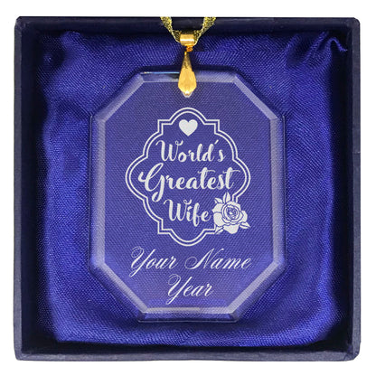 LaserGram Christmas Ornament, World's Greatest Wife, Personalized Engraving Included (Rectangle Shape)