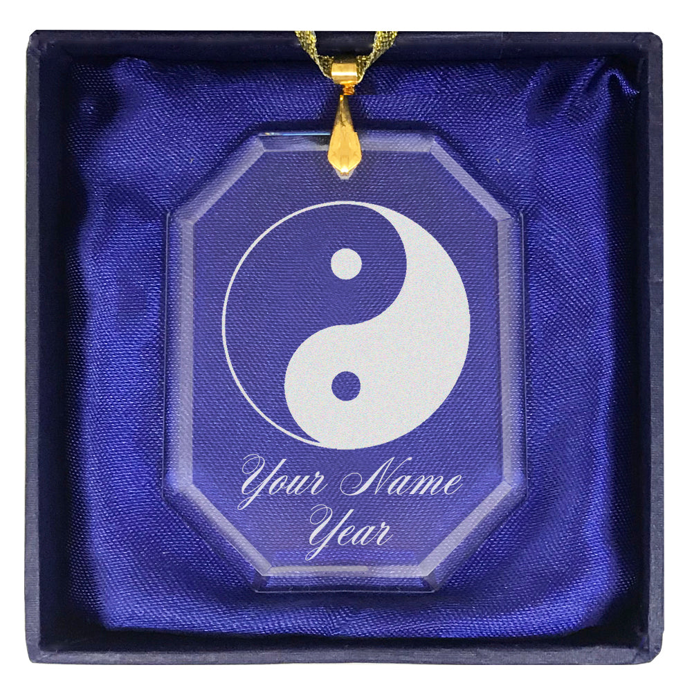 LaserGram Christmas Ornament, Yin Yang, Personalized Engraving Included (Rectangle Shape)