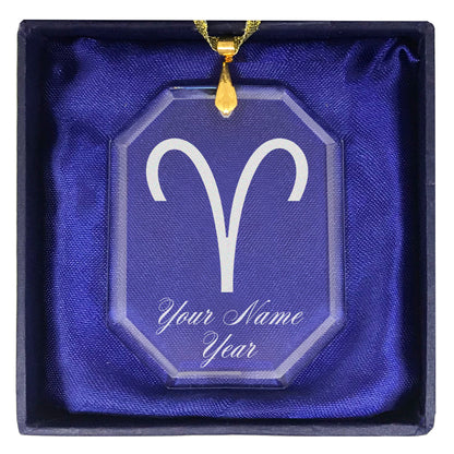 LaserGram Christmas Ornament, Zodiac Sign Aries, Personalized Engraving Included (Rectangle Shape)
