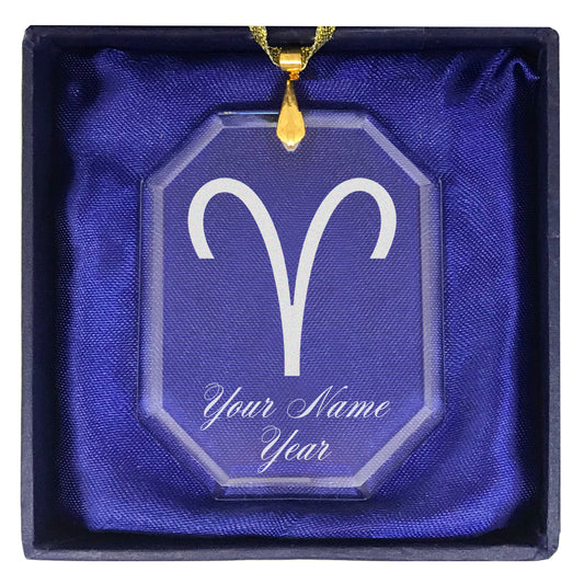 LaserGram Christmas Ornament, Zodiac Sign Aries, Personalized Engraving Included (Rectangle Shape)