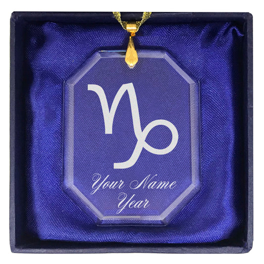 LaserGram Christmas Ornament, Zodiac Sign Capricorn, Personalized Engraving Included (Rectangle Shape)