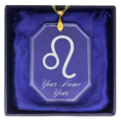LaserGram Christmas Ornament, Zodiac Sign Leo, Personalized Engraving Included (Rectangle Shape)