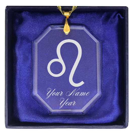 LaserGram Christmas Ornament, Zodiac Sign Leo, Personalized Engraving Included (Rectangle Shape)