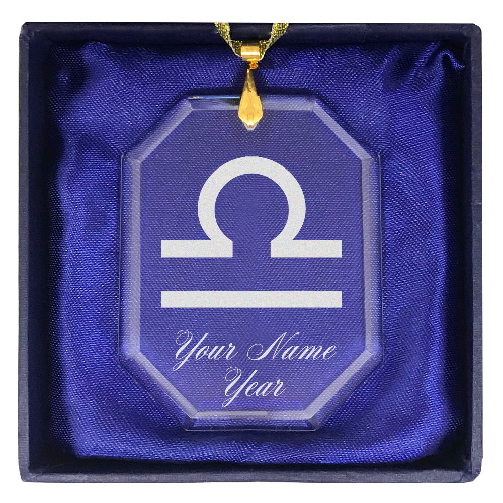 LaserGram Christmas Ornament, Zodiac Sign Libra, Personalized Engraving Included (Rectangle Shape)