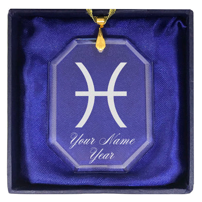 LaserGram Christmas Ornament, Zodiac Sign Pisces, Personalized Engraving Included (Rectangle Shape)