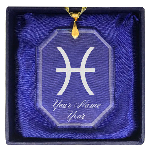 LaserGram Christmas Ornament, Zodiac Sign Pisces, Personalized Engraving Included (Rectangle Shape)