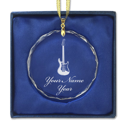 LaserGram Christmas Ornament, Electric Guitar, Personalized Engraving Included (Round Shape)