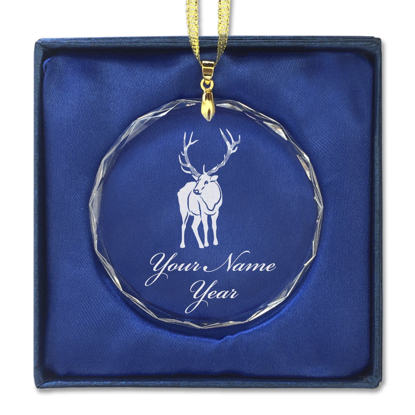 LaserGram Christmas Ornament, Elk, Personalized Engraving Included (Round Shape)