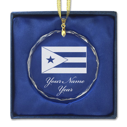 LaserGram Christmas Ornament, Flag of Puerto Rico, Personalized Engraving Included (Round Shape)