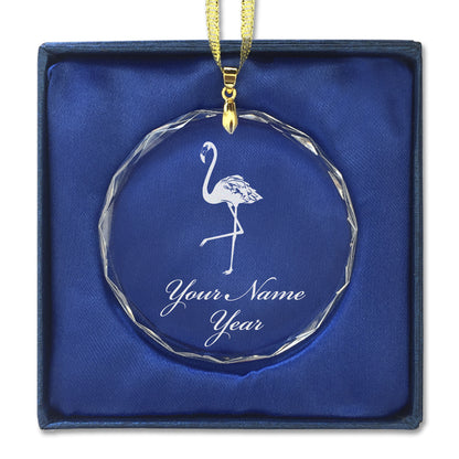 LaserGram Christmas Ornament, Flamingo, Personalized Engraving Included (Round Shape)