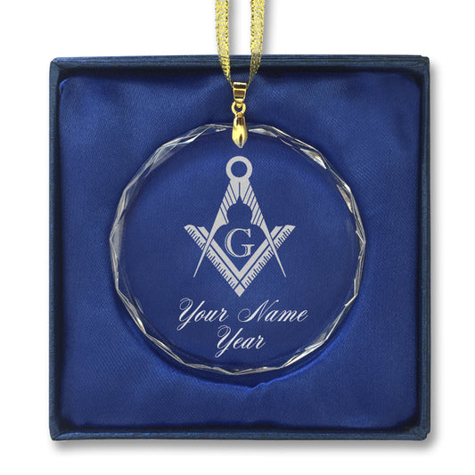 LaserGram Christmas Ornament, Freemason Symbol, Personalized Engraving Included (Round Shape)