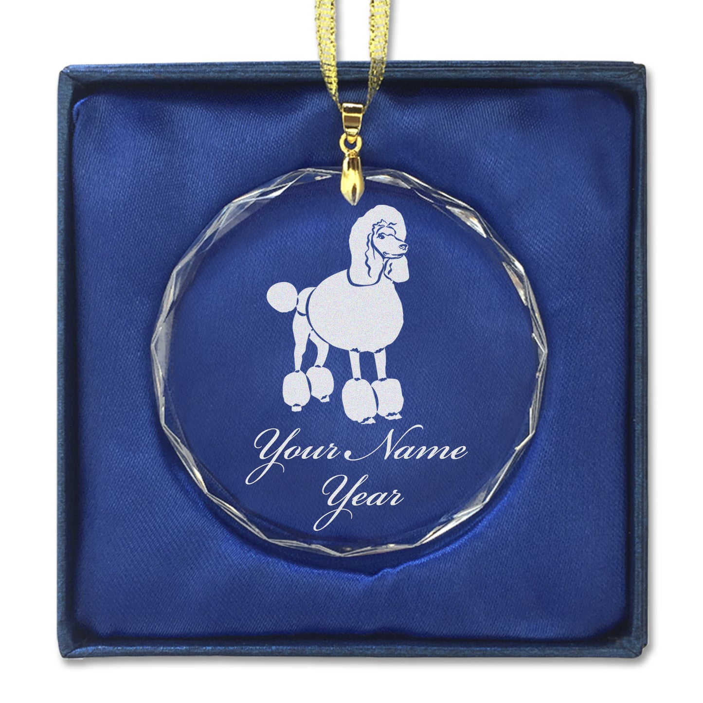 LaserGram Christmas Ornament, French Poodle Dog, Personalized Engraving Included (Round Shape)