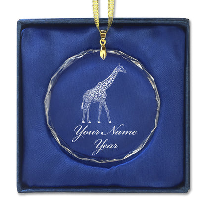 LaserGram Christmas Ornament, Giraffe, Personalized Engraving Included (Round Shape)