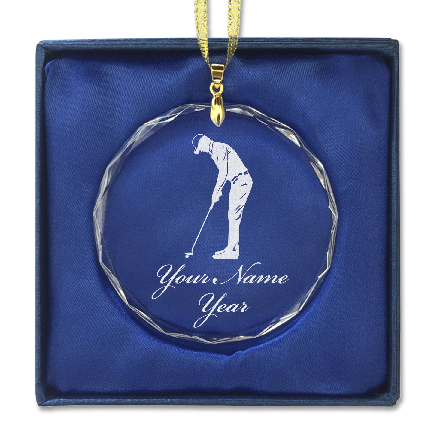 LaserGram Christmas Ornament, Golfer Putting, Personalized Engraving Included (Round Shape)