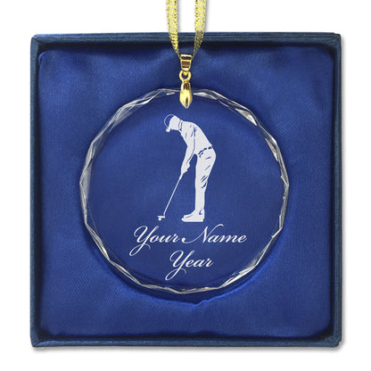 LaserGram Christmas Ornament, Golfer Putting, Personalized Engraving Included (Round Shape)