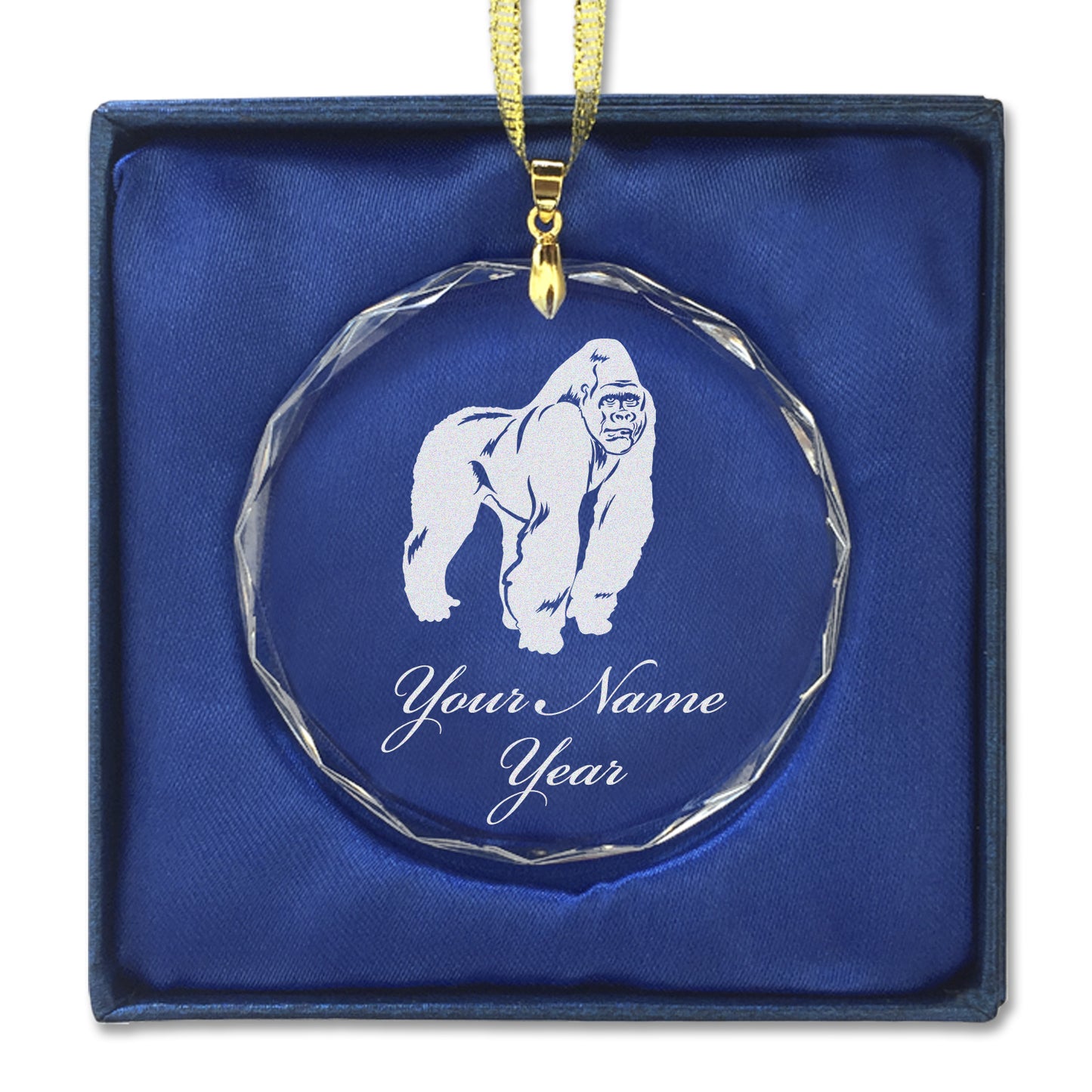 LaserGram Christmas Ornament, Gorilla, Personalized Engraving Included (Round Shape)