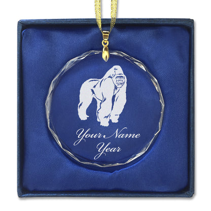 LaserGram Christmas Ornament, Gorilla, Personalized Engraving Included (Round Shape)