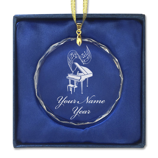 LaserGram Christmas Ornament, Grand Piano, Personalized Engraving Included (Round Shape)