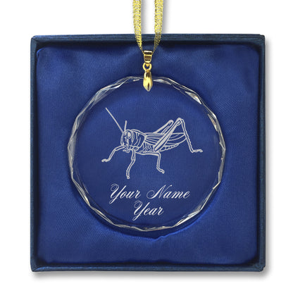 LaserGram Christmas Ornament, Grasshopper, Personalized Engraving Included (Round Shape)