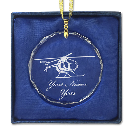 LaserGram Christmas Ornament, Helicopter 1, Personalized Engraving Included (Round Shape)