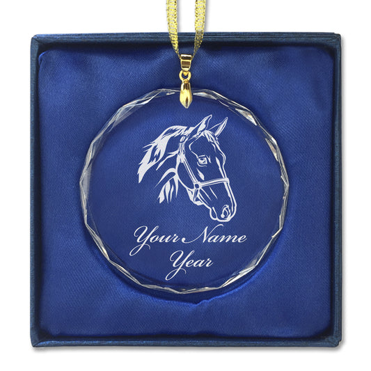 LaserGram Christmas Ornament, Horse Head 2, Personalized Engraving Included (Round Shape)