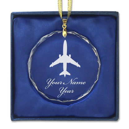 LaserGram Christmas Ornament, Jet Airplane, Personalized Engraving Included (Round Shape)