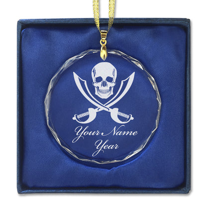 LaserGram Christmas Ornament, Jolly Roger, Personalized Engraving Included (Round Shape)