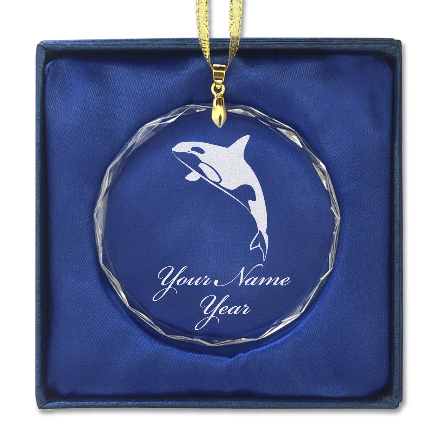 LaserGram Christmas Ornament, Killer Whale, Personalized Engraving Included (Round Shape)