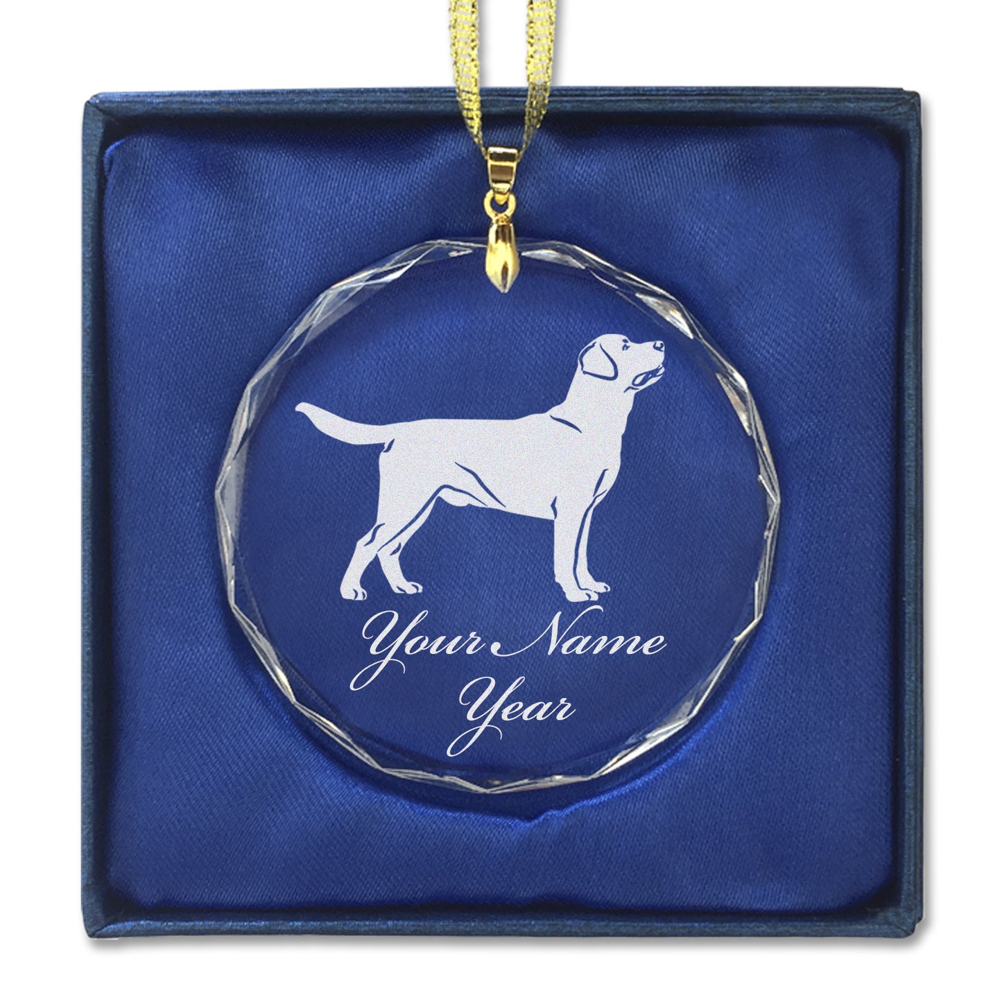 LaserGram Christmas Ornament, Labrador Retriever Dog, Personalized Engraving Included (Round Shape)