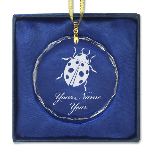 LaserGram Christmas Ornament, Ladybug, Personalized Engraving Included (Round Shape)