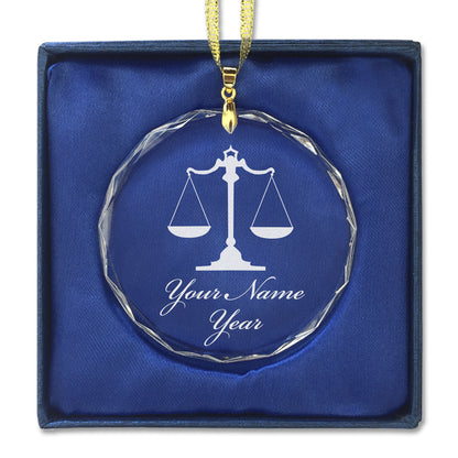 LaserGram Christmas Ornament, Law Scale, Personalized Engraving Included (Round Shape)