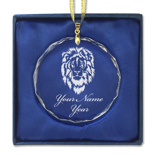 LaserGram Christmas Ornament, Lion Head, Personalized Engraving Included (Round Shape)