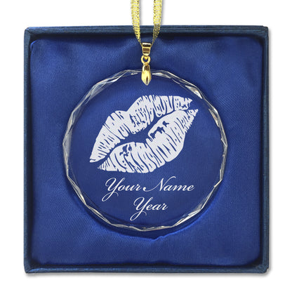 LaserGram Christmas Ornament, Lipstick Kiss, Personalized Engraving Included (Round Shape)