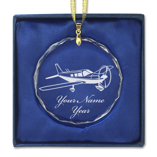 LaserGram Christmas Ornament, Low Wing Airplane, Personalized Engraving Included (Round Shape)