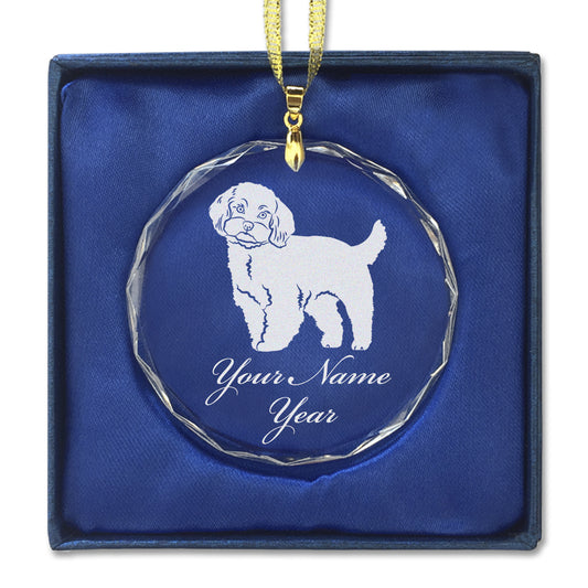 LaserGram Christmas Ornament, Maltese Dog, Personalized Engraving Included (Round Shape)