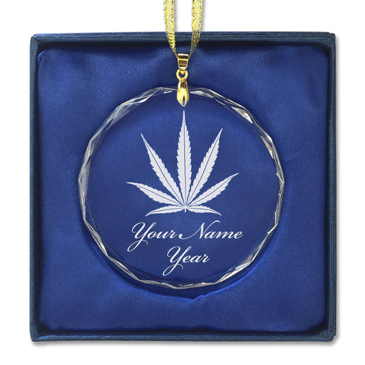 LaserGram Christmas Ornament, Marijuana leaf, Personalized Engraving Included (Round Shape)
