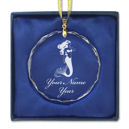 LaserGram Christmas Ornament, Mermaid, Personalized Engraving Included (Round Shape)