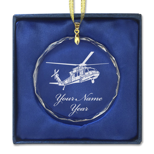 LaserGram Christmas Ornament, Military Helicopter 1, Personalized Engraving Included (Round Shape)