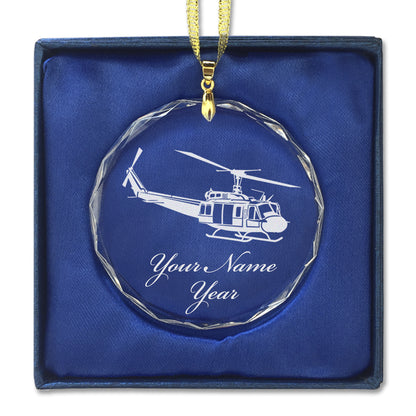 LaserGram Christmas Ornament, Military Helicopter 2, Personalized Engraving Included (Round Shape)