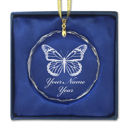 LaserGram Christmas Ornament, Monarch Butterfly, Personalized Engraving Included (Round Shape)