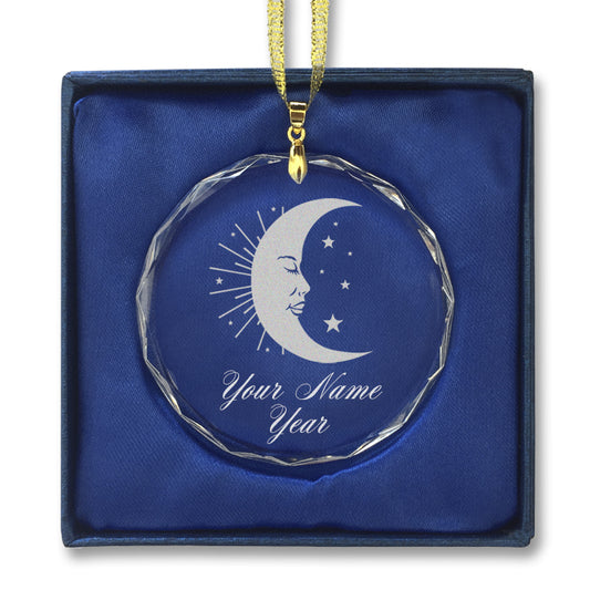 LaserGram Christmas Ornament, Moon, Personalized Engraving Included (Round Shape)