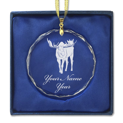 LaserGram Christmas Ornament, Moose, Personalized Engraving Included (Round Shape)