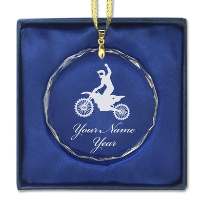 LaserGram Christmas Ornament, Motocross, Personalized Engraving Included (Round Shape)