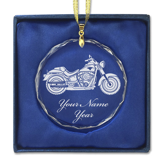 LaserGram Christmas Ornament, Motorcycle, Personalized Engraving Included (Round Shape)