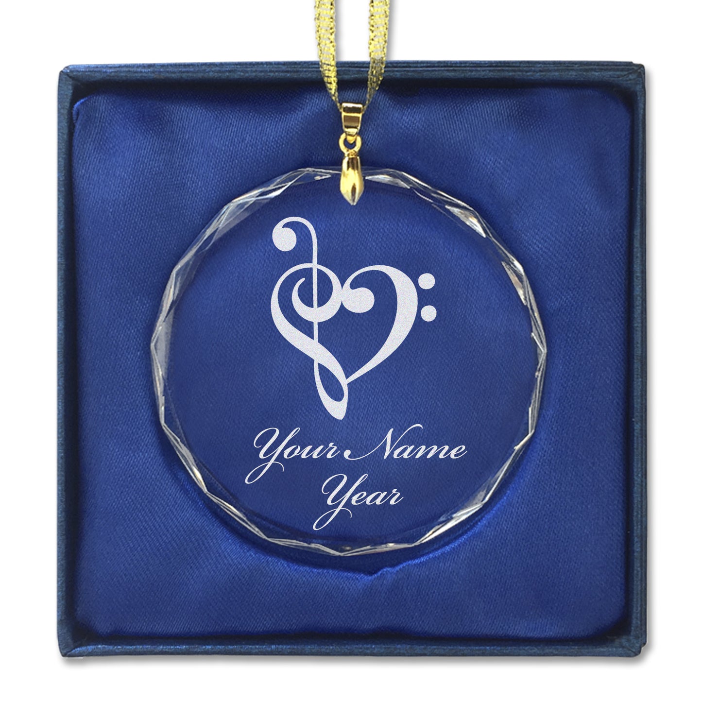 LaserGram Christmas Ornament, Music Heart, Personalized Engraving Included (Round Shape)