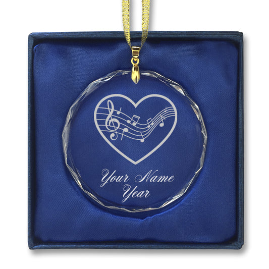 LaserGram Christmas Ornament, Music Staff Heart, Personalized Engraving Included (Round Shape)