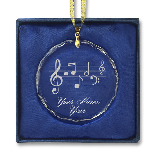 LaserGram Christmas Ornament, Music Staff, Personalized Engraving Included (Round Shape)