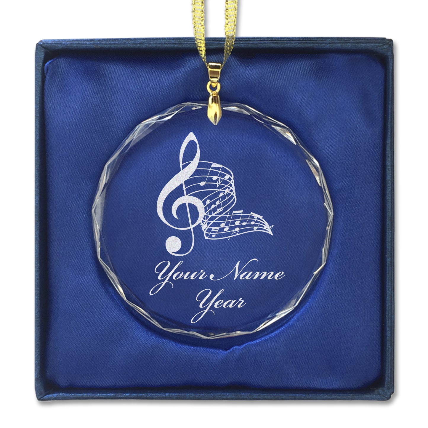 LaserGram Christmas Ornament, Musical Notes, Personalized Engraving Included (Round Shape)