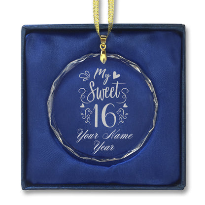 LaserGram Christmas Ornament, My Sweet 16, Personalized Engraving Included (Round Shape)