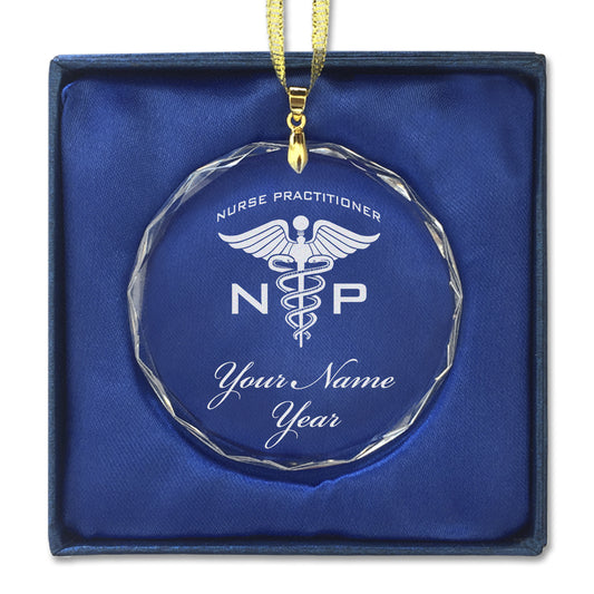 LaserGram Christmas Ornament, NP Nurse Practitioner, Personalized Engraving Included (Round Shape)